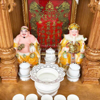 Bộ Tượng Ông Địa - Thần Tài Bằng Sứ Cao Cấp
