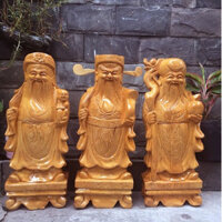 Bộ tượng phong thuỷ - Bộ 3 Tượng Tam Đa Phúc Lộc Thọ Gỗ Pơmu nguyên khối Kt cao 26cm - 32cm (mẫu mập)