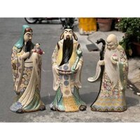 BỘ TƯỢNG PHÚC LỘC THỌ GỐM SỨ THỦ CÔNG NAM BỘ 90CM TRANG TRÍ DECOR TRƯNG BÀY