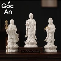 Bộ Tượng Ta Bà Tam Thánh Gốm Sứ Cao Cấp, Tam Thánh Phật, Tượng Phật Decor, Trang Trí Phong Thuỷ, Nhà Cửa
