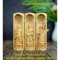 Bộ Tượng Tam Đa Phúc - Lộc - Thọ 20cm, gỗ Bồ Đề