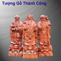Bộ tượng tam đa phúc lộc thọ cao từ 30cm đến 60cm chất liệu gỗ hương nguyên khối
