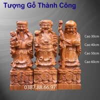 Bộ tượng tam đa phúc lộc thọ cao từ 30cm đến 60cm chất liệu gỗ hương nguyên khối