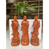 Bộ tượng tam thánh phật bằng gỗ hương nguyên khối cao 40cm, 50cm .Xưởng Gỗ Phong Thuỷ Tín Nghĩa