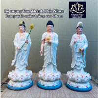 BỘ TƯỢNG TAM THÁNH PHẬT TRẮNG 40cm - MINH ĐỨC