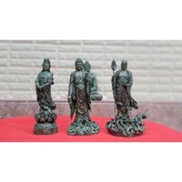 bộ tượng Tam Thế Phật Màu xanh rêu.phối tiểu cảnh,thủy sinh,hồ bán cạn...