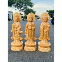 Bộ Tượng Tam Thế Phật, Tây Phương Tam Thánh đứng đá ngọc hoàng long - Cao 60 cm