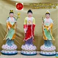 Bộ Tượng Tây Phương Tam Thánh Phật Di Đà, Bồ Tát Quan Âm và Thế Chí, Đứng Cao 50cm, Màu Bột Đá - Tuệ Tâm