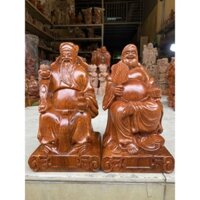 Bộ Tượng Thần Tài - Thổ Địa Gỗ Hương - Cặp Ông Địa - Thần Tài