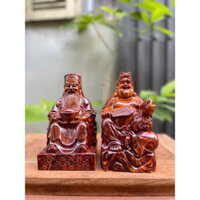 Bộ tượng thần tài thổ địa gỗ trắc kích thước 20-11-10