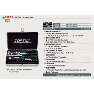 Bộ tuýp 1/4" 32 chi tiết Toptul GCAD3205