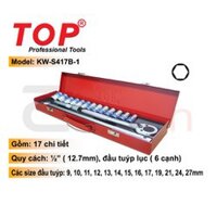 Bộ Tuýp 17 Chi Tiết Đức ( Lục ) Hệ Mét TOP - KW-S417B-1