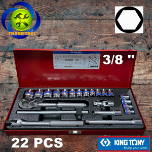 Bộ tuýp 22 chi tiết hệ mét Kingtony 3523MR - 3/8"