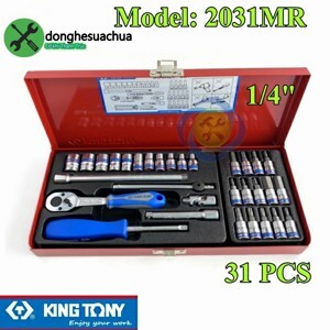 Bộ tuýp 31 chi tiết hệ mét Kingtony 2031MR - 1/4"