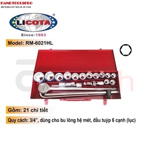 Bộ tuýp 3/4 Đài Loan - RM-6021HL, 21 Món