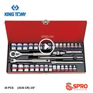 Bộ tuýp 36 chi tiết hệ inch & hệ mét Kingtony 3036CR - 3/8"