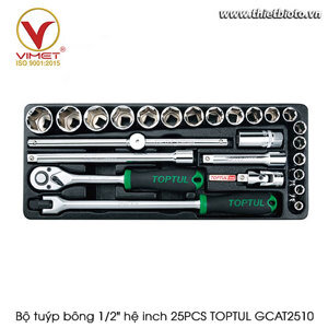 Bộ tuýp bông hệ Toptul GCAT2510, 25 món
