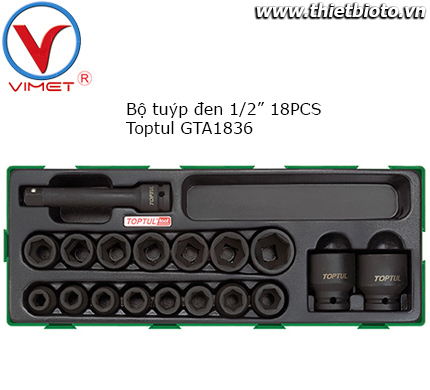 Bộ tuýp đen 1/2" 18 chi tiết Toptul GTA1836