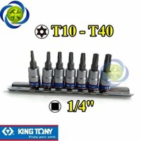 Bộ tuýp lục giác sao có lỗ KINGTONY 2107PR loại 1/4 7 chi tiết (T10-T40) - Kingtony 2107PR