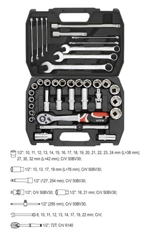 Bộ tuýp tay vặn tổng hợp Yato YT-3876, 12 inch 38 chi tiết