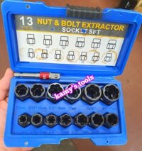 Bộ tuýp tháo mở ốc vít hư gãy bulong bị biến dạng tuôn răng toét đầu 14 chi tiết 1/4-3/4 (6.35mm-19mm)
