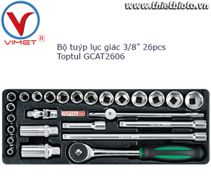 Bộ tuýp vặn bulong 3/8" 26 món Toptul GCAD2606