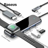 Bộ USB C Hub Baseus Mirror Series mở rộng cổng USB 3.0Jack 3.5mm HDMI 4K@30Hztích hợp sạc không dây  Apple Watch cho Macbook Laptop điện thoại Samsung Huawei Xiaomi...