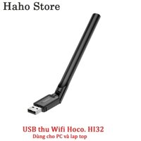 Bộ USB thu wifi Hoco HI32, đầu kết nối USB, dùng cho nhiều loại máy tính, nhỏ gọn trọng lượng nhẹ.
