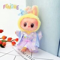 Bộ vải búp bê FENGHE Labubububu, Vải thời gian ngồi bằng lụa Hanfu bằng lụa phong cách Trung Quốc, Bộ đồ kẹp tóc thay thế thủ công 17cm Quần áo búp bê sang trọng Đồ chơi trẻ em gái