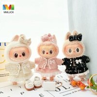 Bộ vải búp bê MMLUCK Labubububu, Quần yếm Jean gấu nhỏ ngồi Labubupu Vải thời gian, Trang phục đồ chơi Camera Loveheart Star Handmade 17cm Quần áo búp bê sang trọng Phụ kiện búp bê bông