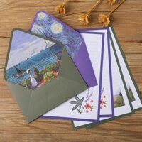 Bộ văn phòng phẩm nghệ thuật vintage Monet Van Gogh, giấy viết thư sáng tạo, thư tỏ tình, cảm giác cao cấp cho sinh viên