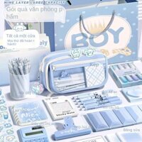 Bộ văn phòng phẩm phong cách Ins, hộp bút cao cấp cho bé gái, dung tích lớn, học sinh tiểu học, bìa lật, quà sinh nhật