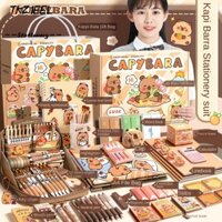 Bộ văn phòng phẩm TKZIEEL Capybara, Hộp quà tặng dung tích lớn Văn phòng phẩm học tập phong phú, Bộ quà tặng hình bút chì dễ thương hợp thời trang dành cho học sinh