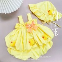 bộ vàng vịt con 2 dây kèm nón cho bé
