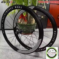 Bộ vành nhôm xe đạp road RUJIXU 700Cx40/50mm (Hub Carbon) - CỐI NỔ TO (Tem Chữ Trắng)