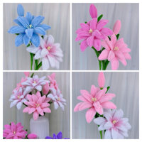 Bộ vật liệu tự làm 10 cành hoa ly kép bằng kẽm nhung S0615 hoa handmade DIY