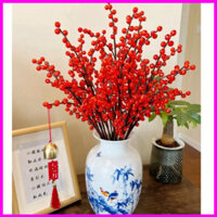 Bộ vật liệu tự làm 30 cành đào đông bằng hạt nhựa hoa trang trí Tết, TẶNG LIỄNG TREO - S0588