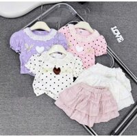 BỘ váy bé gái, set áo sát nách hình traí tim kèm chân váy cho bé gái từ 8-18kg ,chất vải thoáng mát ,đường  may tỉ  mỉ ,
