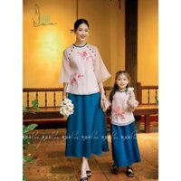 Bộ Váy Cho Bé Gái Tố Như Tơ Lụa Cao Cấp - Áo Yếm Cách Điệu Trẻ Em, Đồ Đôi Mẹ Và Bé Gái Chơi, Đi Du Lịch Nhà Lụa Kids