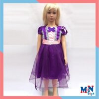 Bộ váy Công chúa tóc mây Rapunzel màu tím đậm cho bé 3-5 tuổi hóa trang trung thu, Halloween