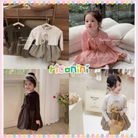 Bộ váy dệt kim gân mùa thu cho bé gái Riconini | Áo len Cardigan dài tay cho trẻ mới biết đi 2-8Y | Trang phục xếp lớp hàng ngày có sẵn bằng ảnh cho trẻ em