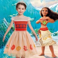 Bộ váy Halloween cho bé gái cosplay Moana Halloween váy ngắn tay bộ váy