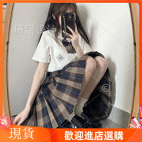 Bộ Váy kẻ ô chính thống Bộ váy ngắn đồng phục học sinh Nhật Bản chính hãng dây vàng bạc trang phục nữ bộ ba chiếc