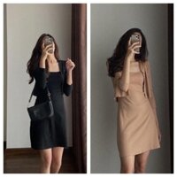 Bộ Váy kèm Áo Khoác Mỏng Nữ