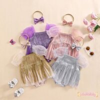 Bộ váy liền quần ngắn tay tua rua cho bé gái