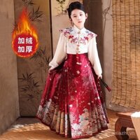 Bộ váy mùa đông cho bé gái, phong cách mới, váy giữa mặt mùa đông cho trẻ em, trang phục cổ xưa phong cách Trung Quốc mới, trang phục năm mới