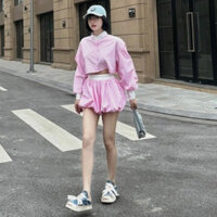 Bộ Váy Sơ Mi Crotop Quần Bí Bồng Sọc Baby Cực Sang Chảnh