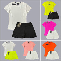 Bộ Váy Tennis 2 Lớp Áo Cộc Tay Thể Thao NK Chất Thun Lạnh Co Giãn Tốt Chơi Tennis, Cầu Lông, Pickleball, Golf BV102