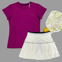 Bộ Váy  Tennis , Pickleball, Golf,, Cầu Lông, Váy VXL01 Kèm Áo Thun Tay Ngắn Nk Vải Thun Xịn Đẹp Có Túi Để Bóng Pick