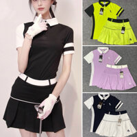 Bộ Váy Tennis Xếp Ly Áo Cổ Trụ ADS Mix Màu Chất Thun Lạnh Cao Cấp Chơi Thể Thao, Cầu lông, Golf